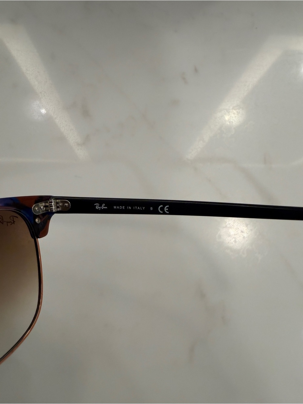 Ray-Ban RB3016 Clubmaster Sunglasses in Tortoise Shell Blue and Brown - Picture 8 of 12